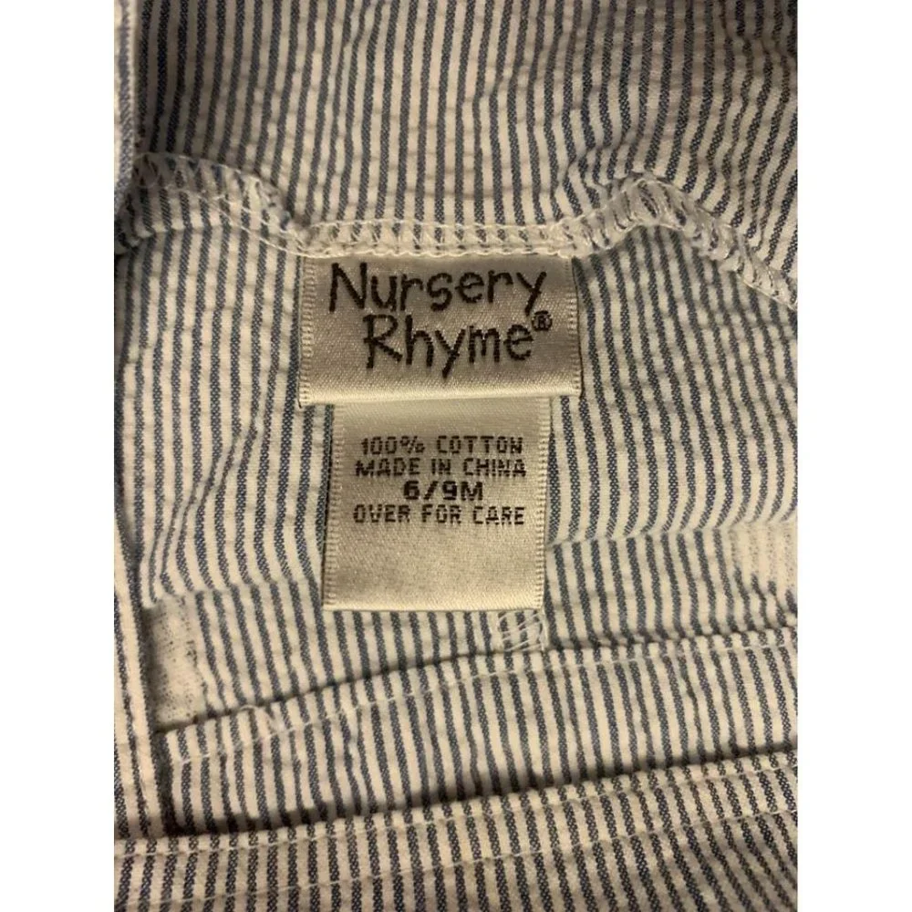 Nursery Rhyme baby boy overalls, whale ocean embroidery, size 6/9 months (bin D)